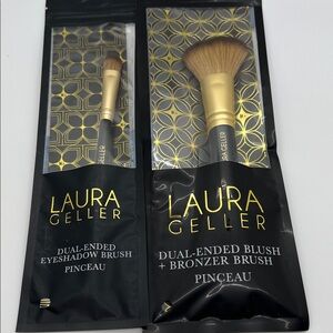 New Never Opened Laura Geller Dual-Ended Brush Set with Gold Accents